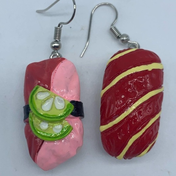 Unbranded NEW red,pink and white sushi earrings - Picture 9 of 16